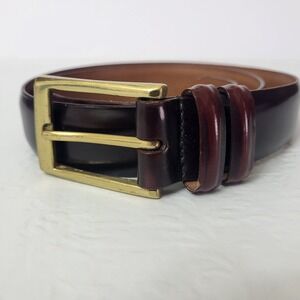 Allen Edmonds Polished Cobbler Leather Belt Solid Brass Buckle Men Size 32 Brown